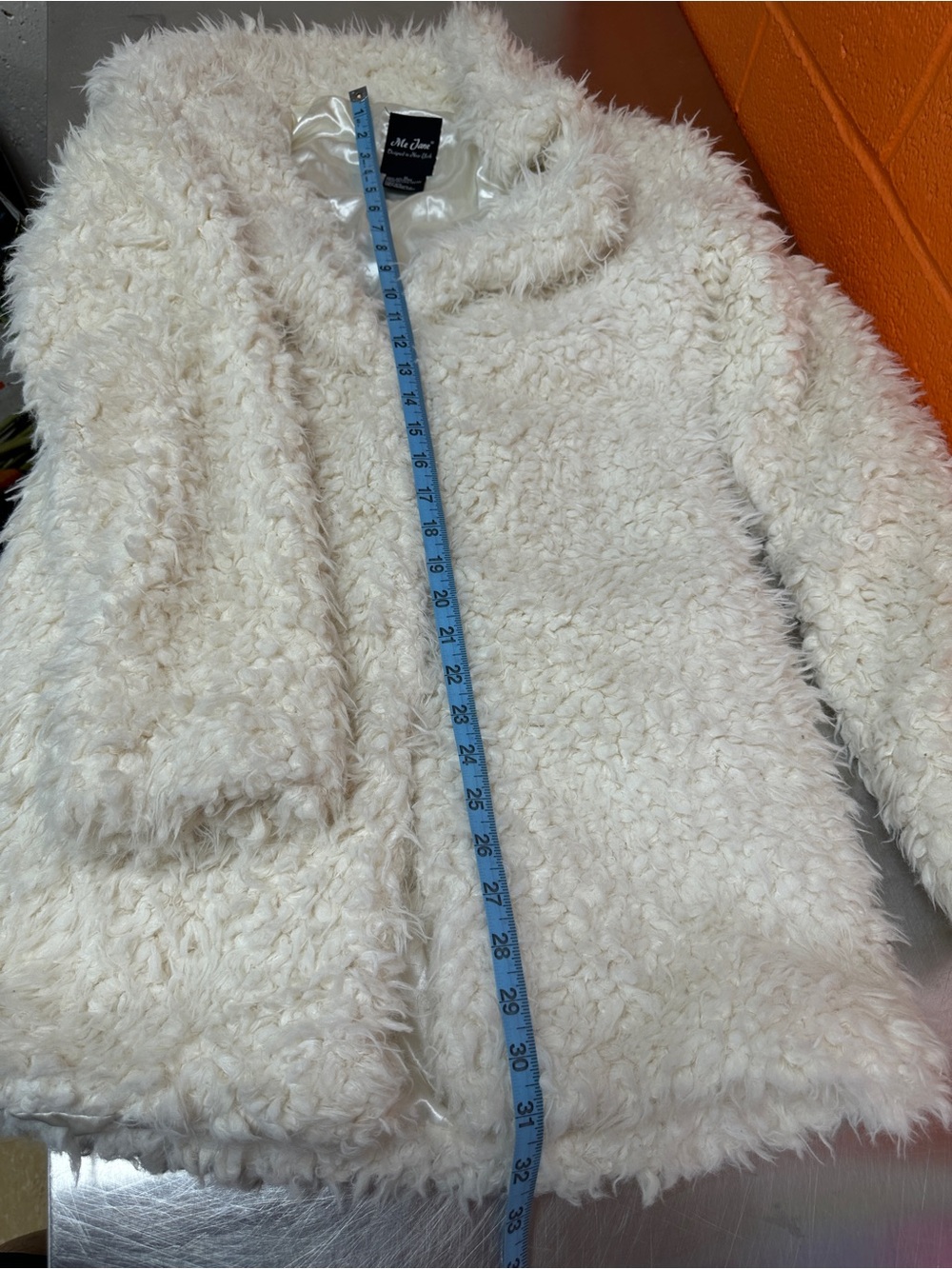 Me Jane Women’s White Faux Fur Coat Size Medium